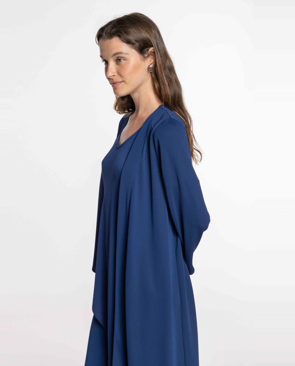 Kimono de Malha Circular com Manga 3/4 Azul-índigo-3