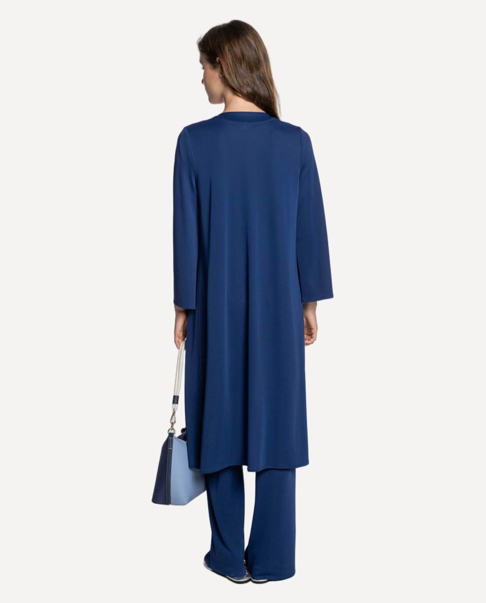 Kimono de Malha Circular com Manga 3/4 Azul-índigo-4