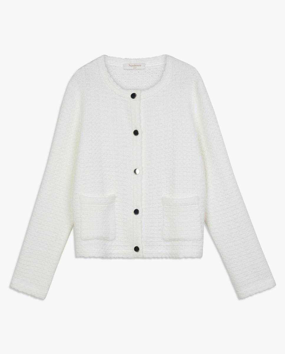Casaco de Tweed de Malha Cru-5
