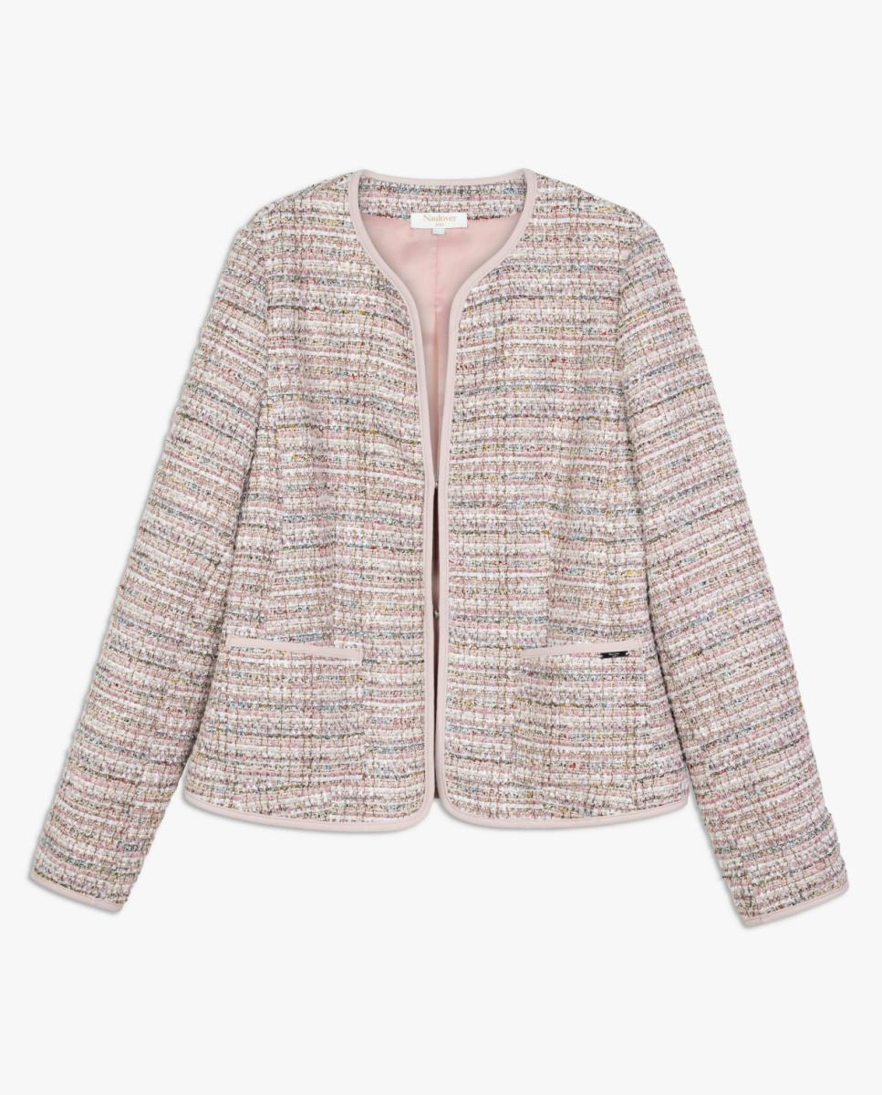 Casaco de Tweed com Vivos em Contraste Rosa-4