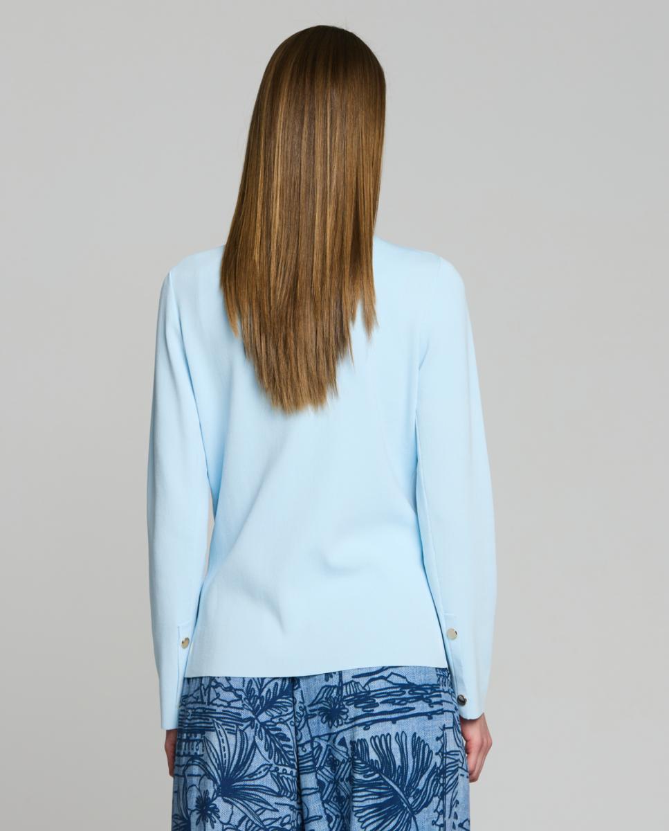Blazer de Malha Milano com Fecho de Correr Azul-claro-2