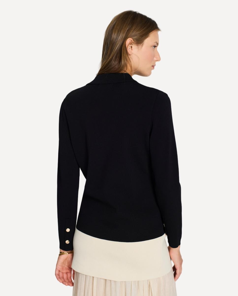 Blazer de Malha Milano com Fecho de Correr Preto-2