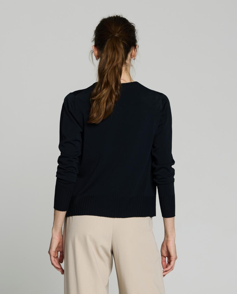 Twinset com Casaco de Decote Redondo e Camisola de Malha sem Mangas Preto-2