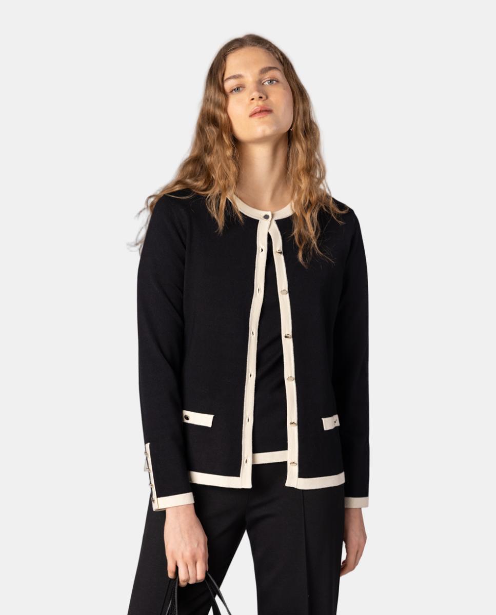 Conjunto de mujer de punto con vivos a contraste. - Naulover - Negro Negro-1