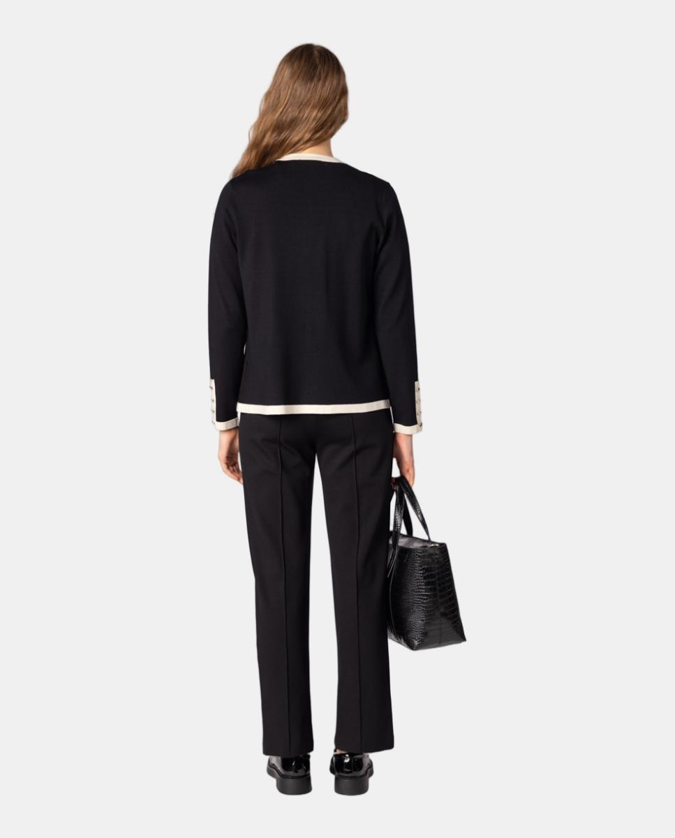 Conjunto de mujer de punto con vivos a contraste. - Naulover - Negro Negro-2