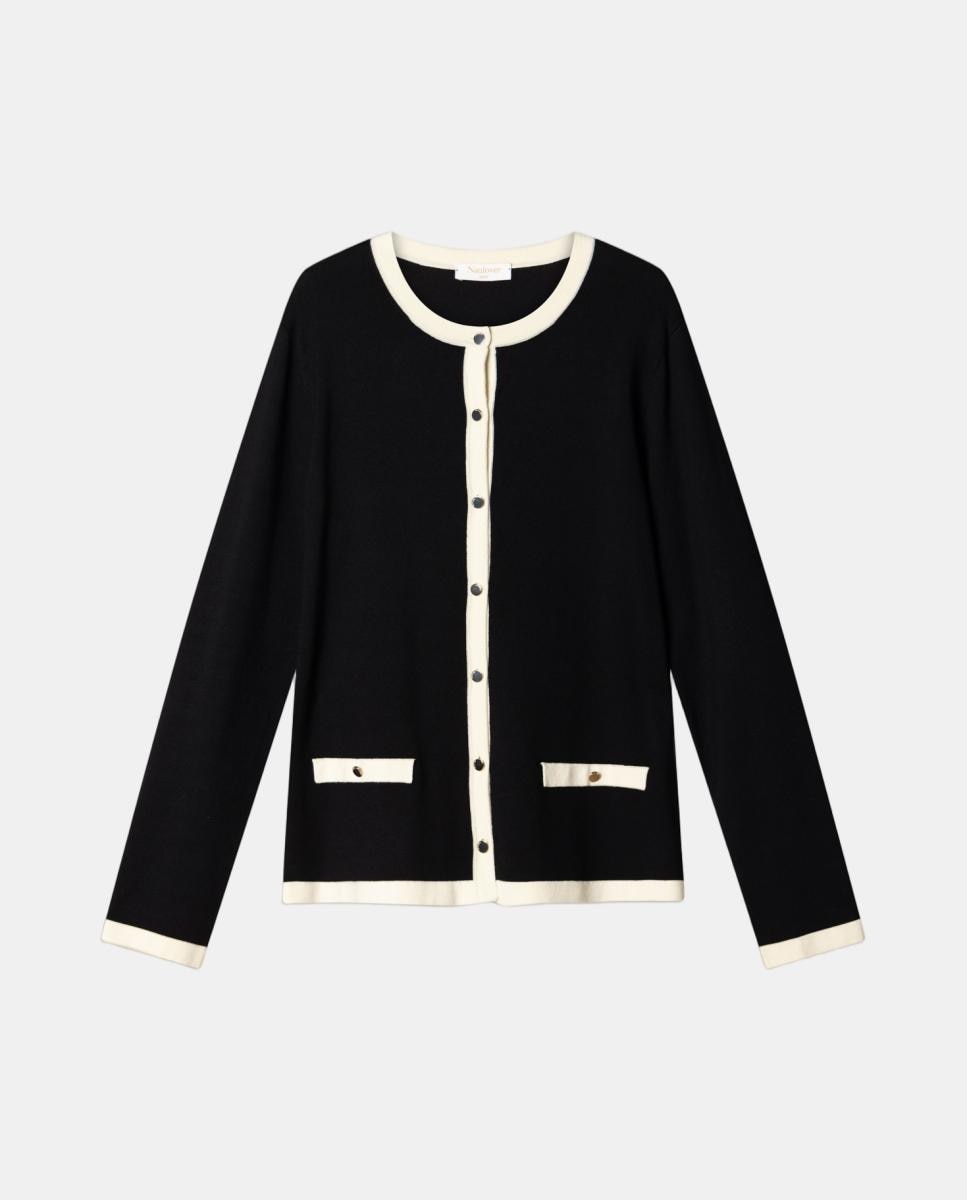 Conjunto de mujer de punto con vivos a contraste. - Naulover - Negro Negro-10