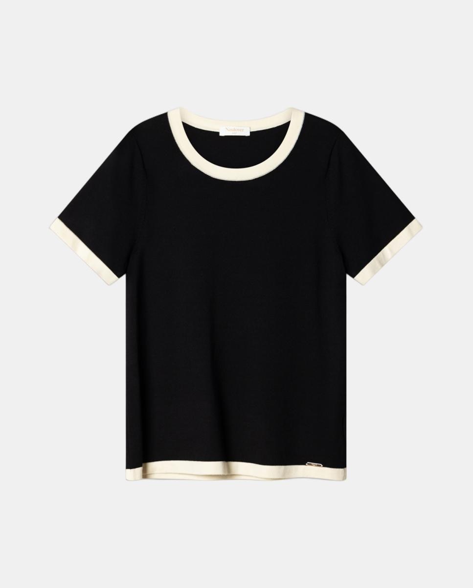 Conjunto de mujer de punto con vivos a contraste. - Naulover - Negro Negro-11