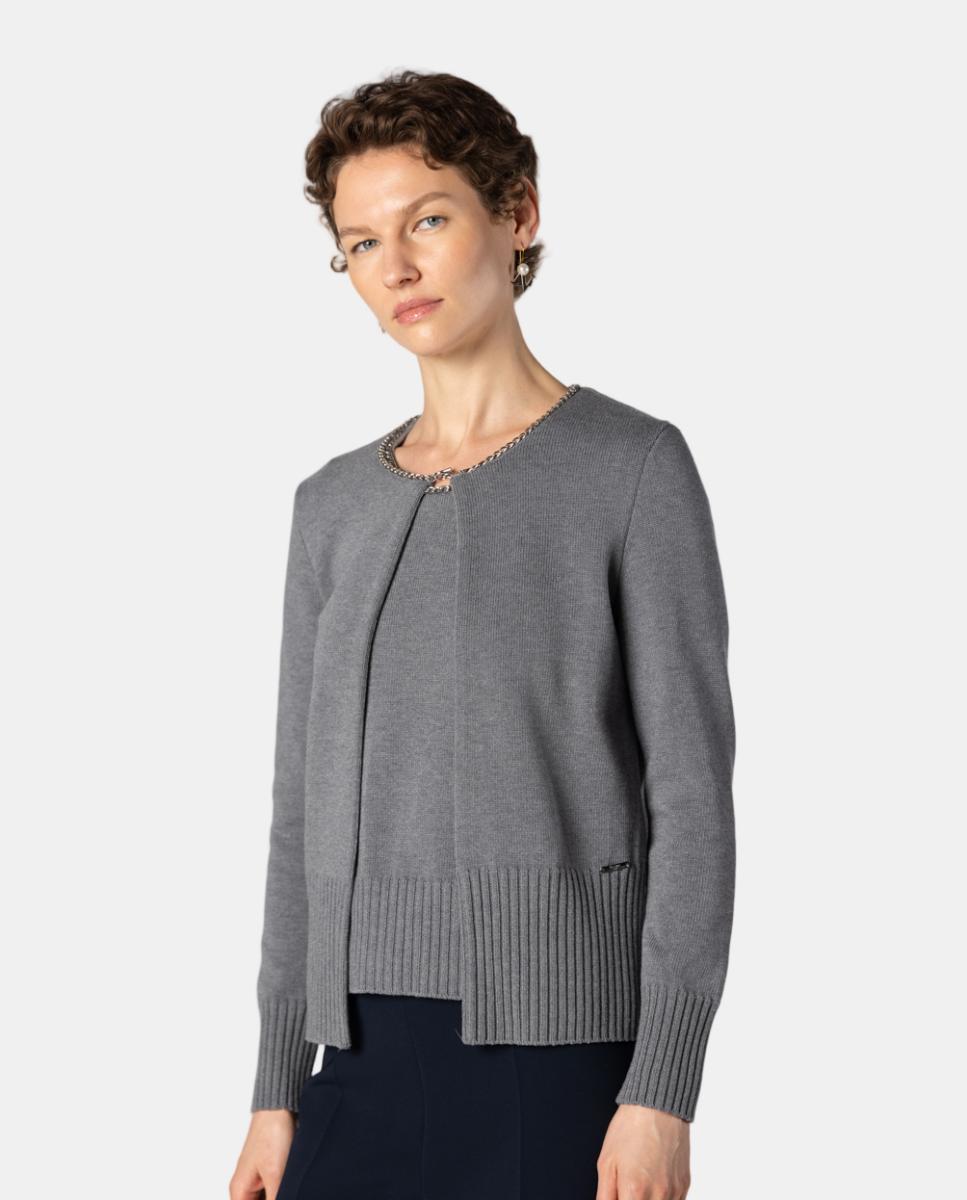 Conjunto de mujer punto con detalle de cadena. - Naulover - Gris Gris-1
