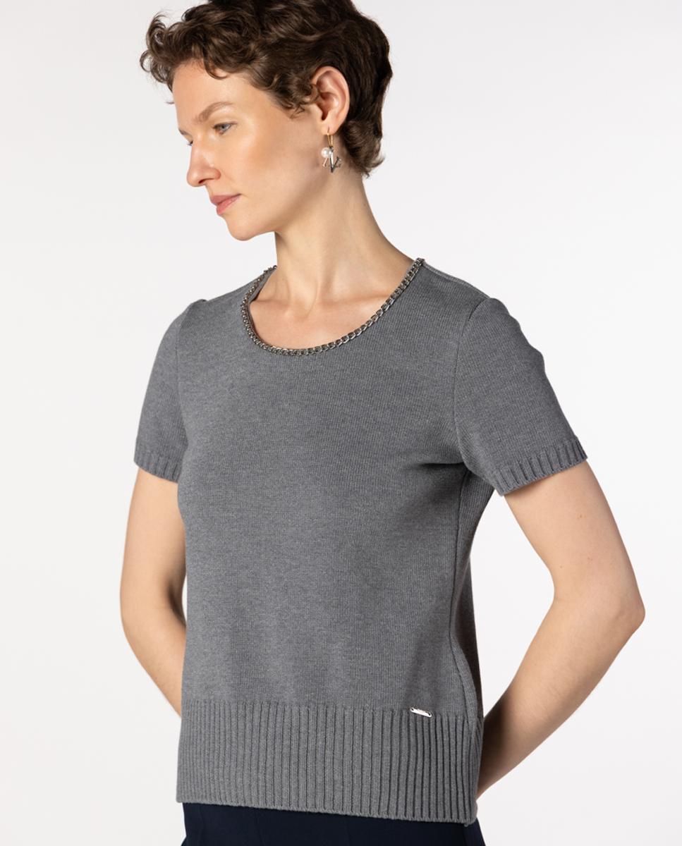 Conjunto de mujer punto con detalle de cadena. - Naulover - Gris Gris-6