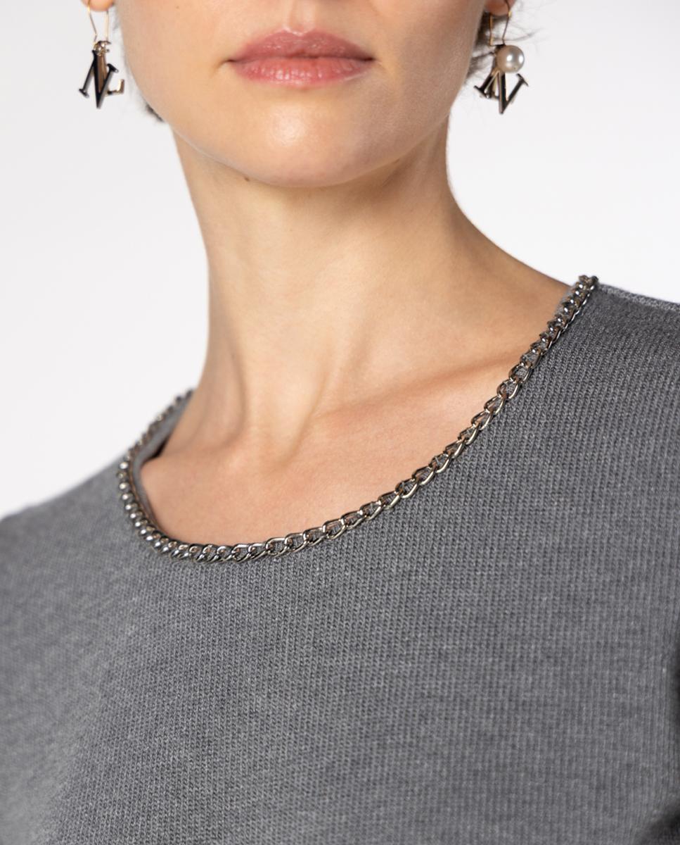 Conjunto de mujer punto con detalle de cadena. - Naulover - Gris Gris-9