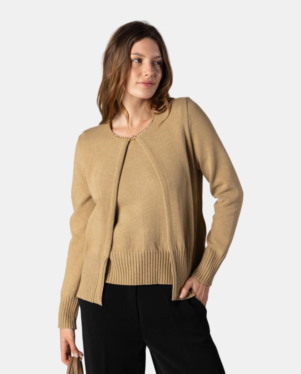 Conjunto de mujer punto con detalle de cadena. - Naulover - Beige Beige-1