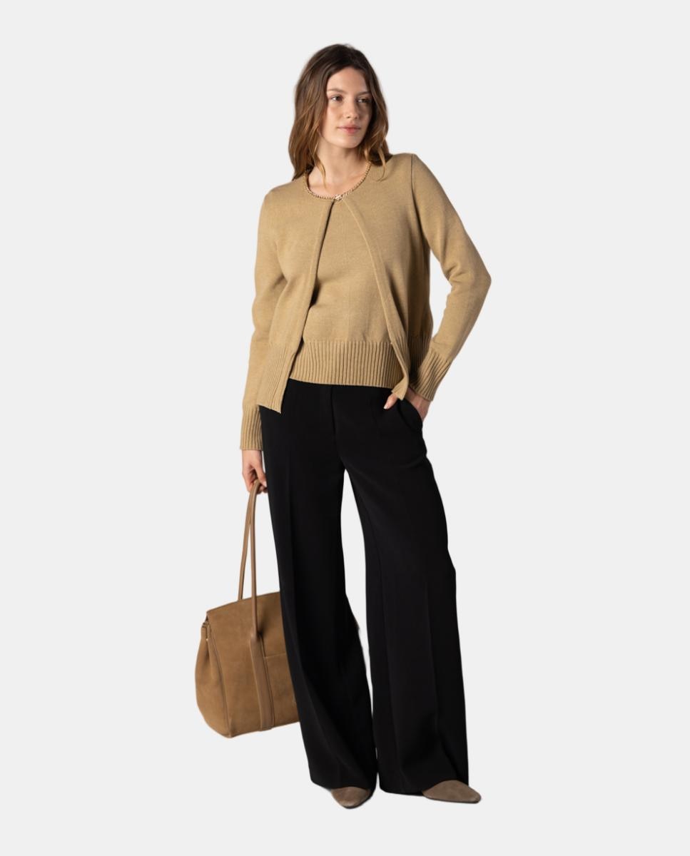 Conjunto de mujer punto con detalle de cadena. - Naulover - Beige Beige-3