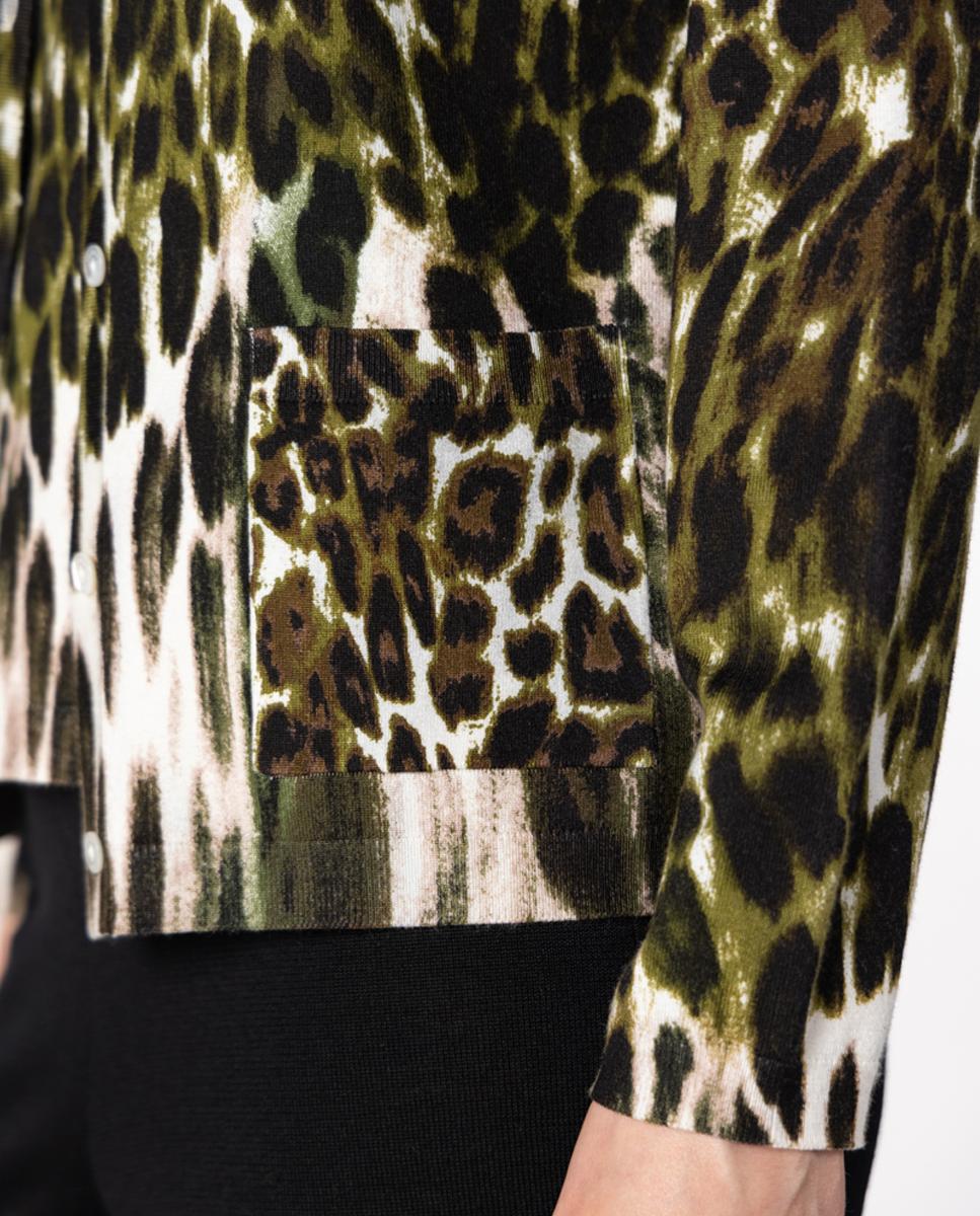 Conjunto de mujer de punto con estampado animal. - Naulover - Verde pardo Verde pardo-5