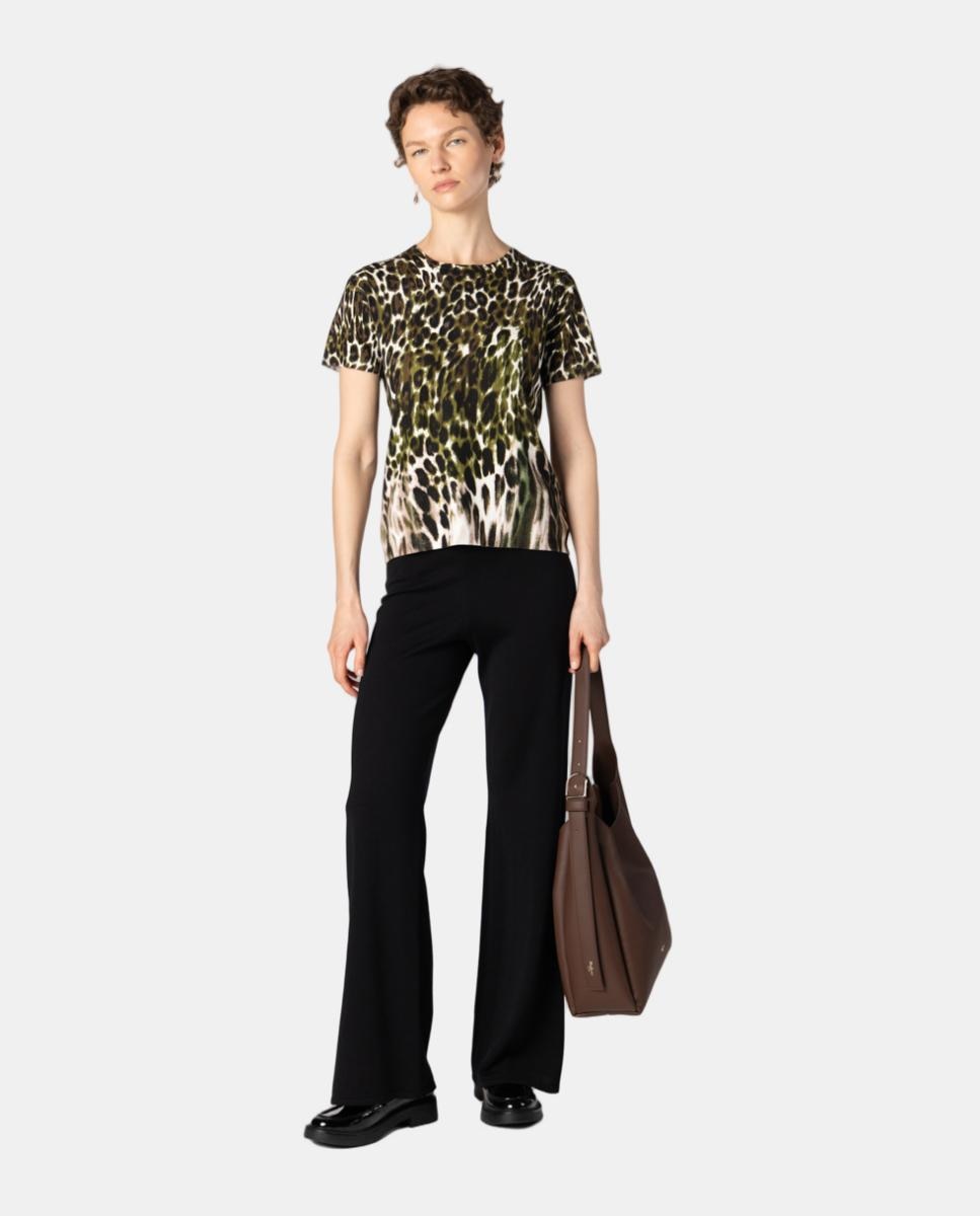 Conjunto de mujer de punto con estampado animal. - Naulover - Verde pardo Verde pardo-6