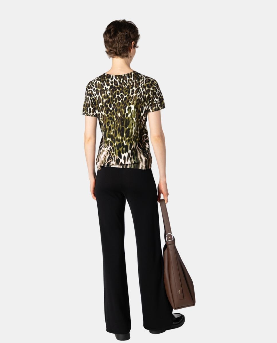 Conjunto de mujer de punto con estampado animal. - Naulover - Verde pardo Verde pardo-7