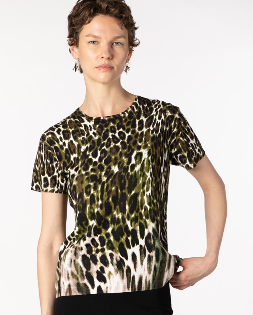 Conjunto de mujer de punto con estampado animal. - Naulover - Verde pardo Verde pardo-8