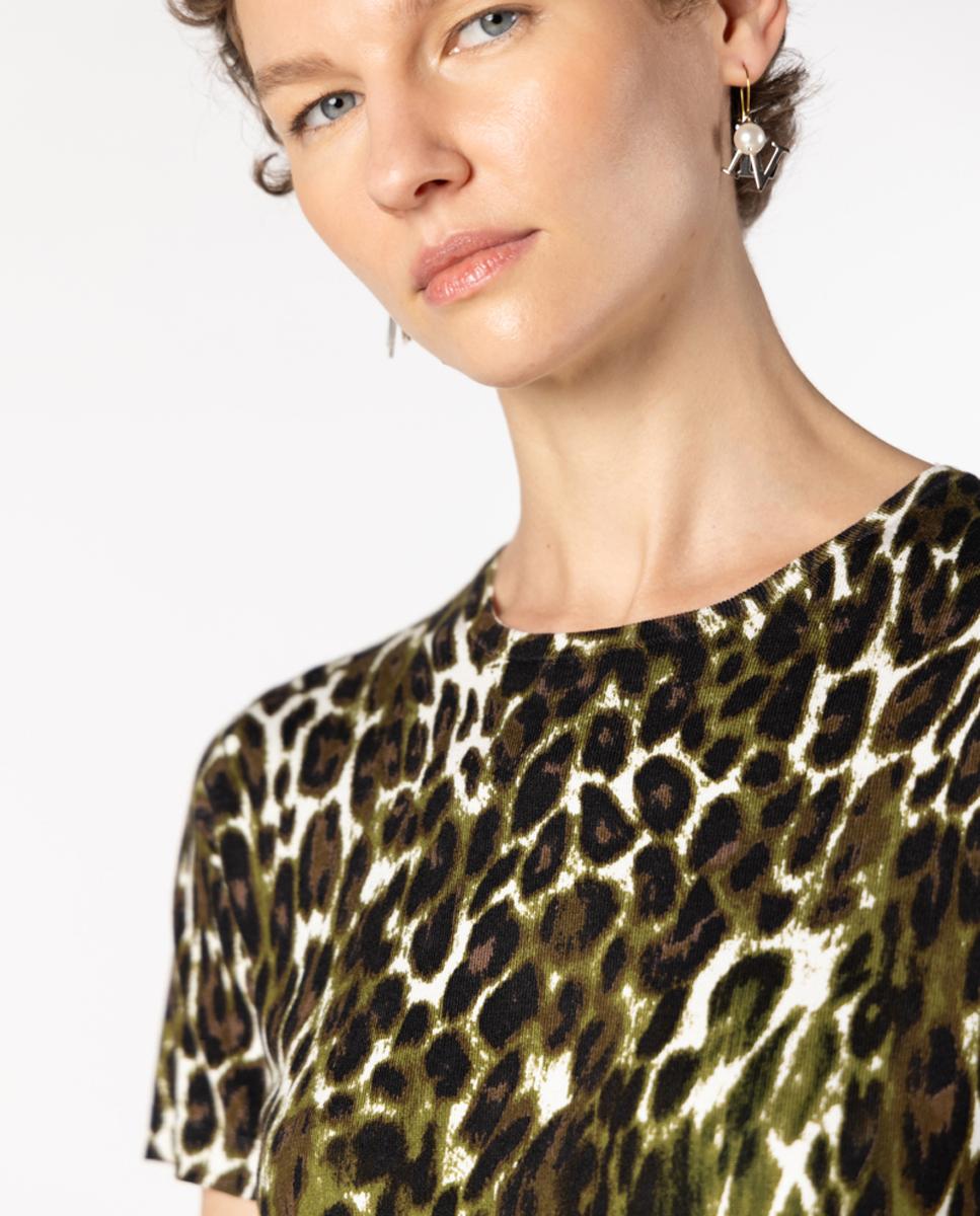 Conjunto de mujer de punto con estampado animal. - Naulover - Verde pardo Verde pardo-9