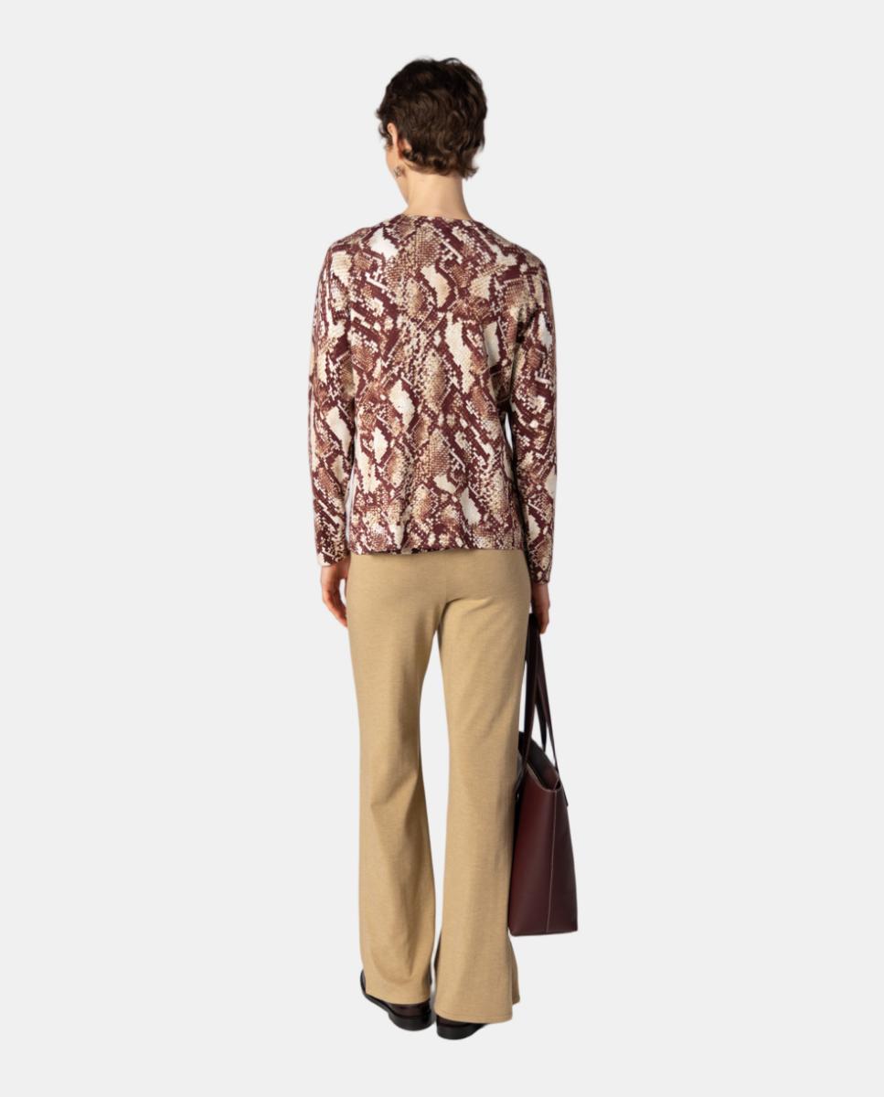 Conjunto de mujer de punto con estampado animal tipo serpiente. - Naulover - Granate Granate-2
