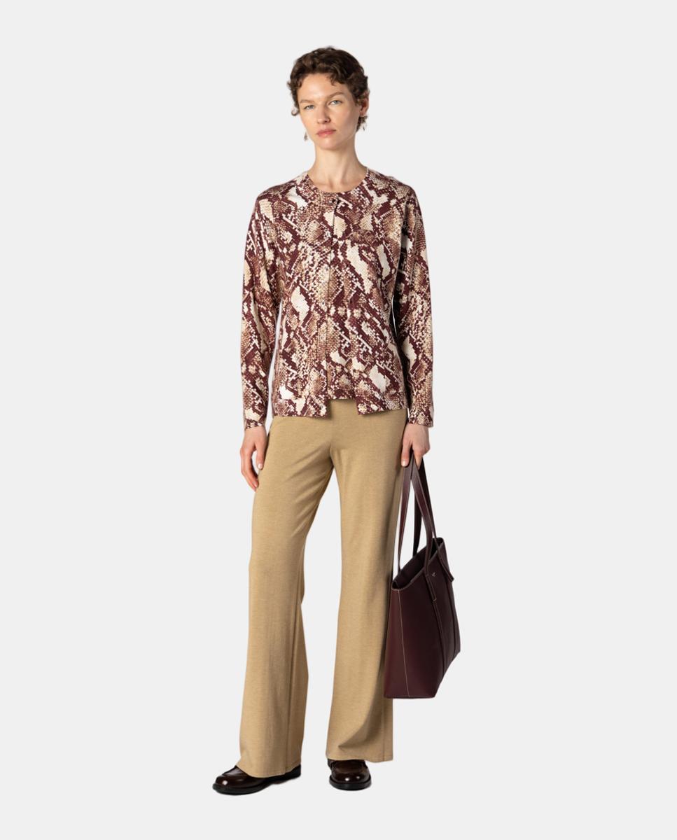 Conjunto de mujer de punto con estampado animal tipo serpiente. - Naulover - Granate Granate-3