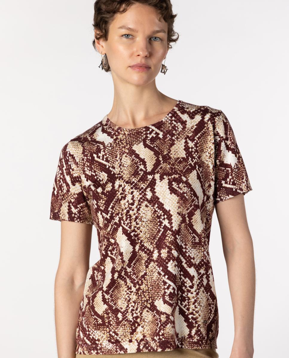 Conjunto de mujer de punto con estampado animal tipo serpiente. - Naulover - Granate Granate-5