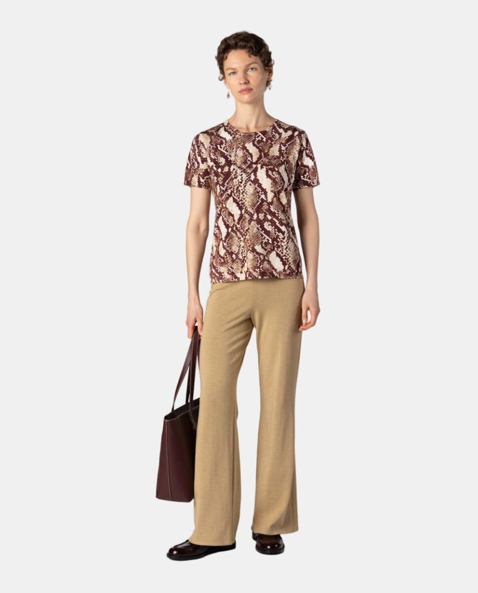 Conjunto de mujer de punto con estampado animal tipo serpiente. - Naulover - Granate Granate-6
