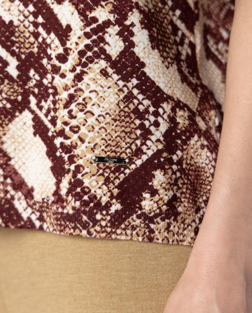 Conjunto de mujer de punto con estampado animal tipo serpiente. - Naulover - Granate Granate-7