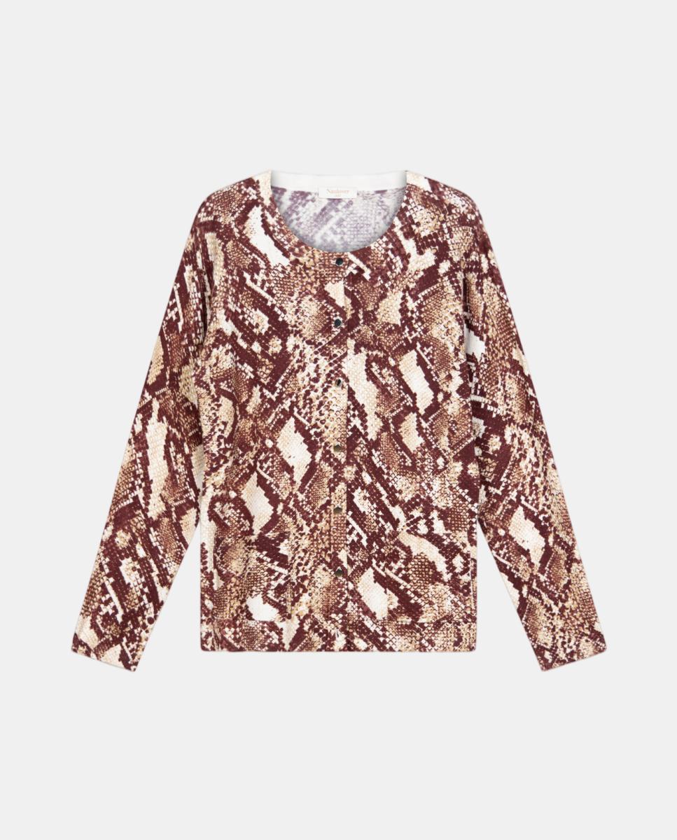 Conjunto de mujer de punto con estampado animal tipo serpiente. - Naulover - Granate Granate-8