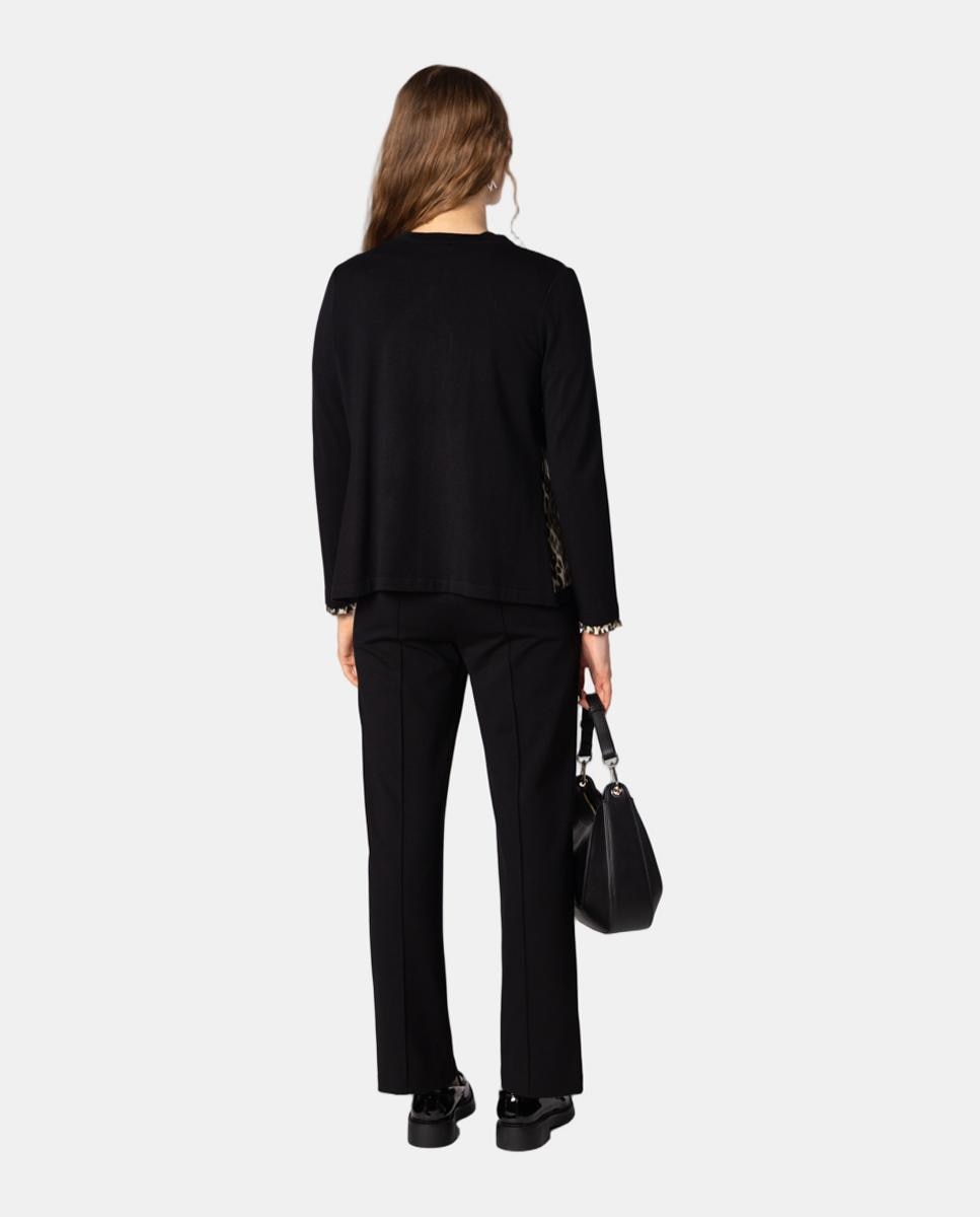 Conjunto de mujer de punto y satén estampado animal print. - Naulover - Negro Negro-2