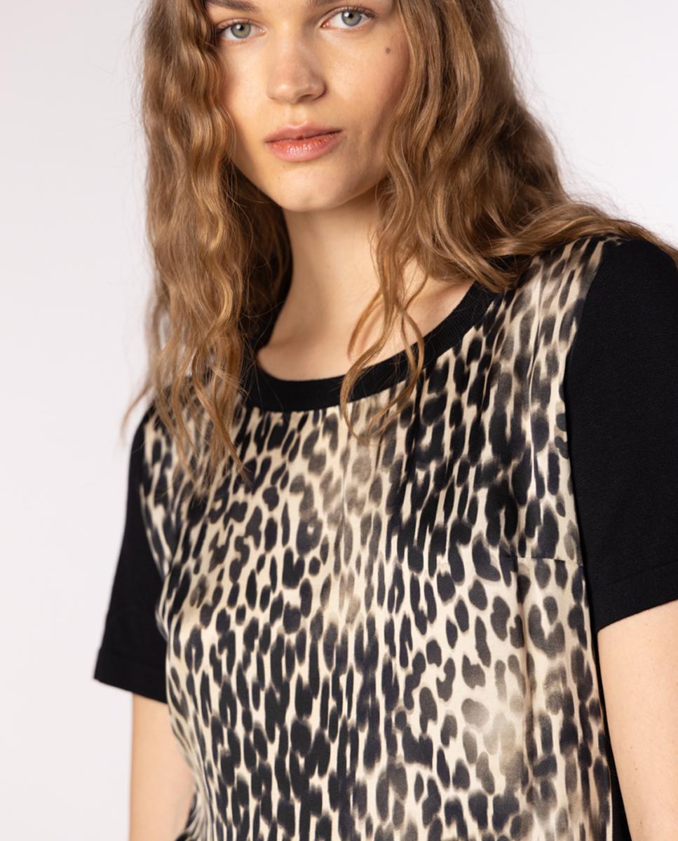 Conjunto de mujer de punto y satén estampado animal print. - Naulover - Negro Negro-8