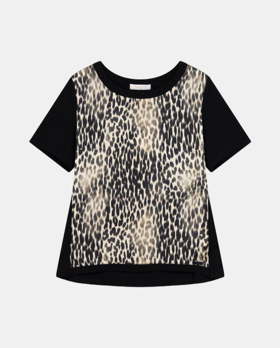 Conjunto de mujer de punto y satén estampado animal print. - Naulover - Negro Negro-10
