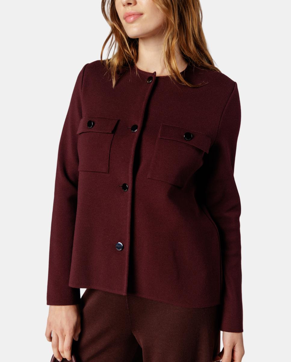 Imagen 0 de Chaqueta de mujer de punto milano con bolsillos delanteros Granate