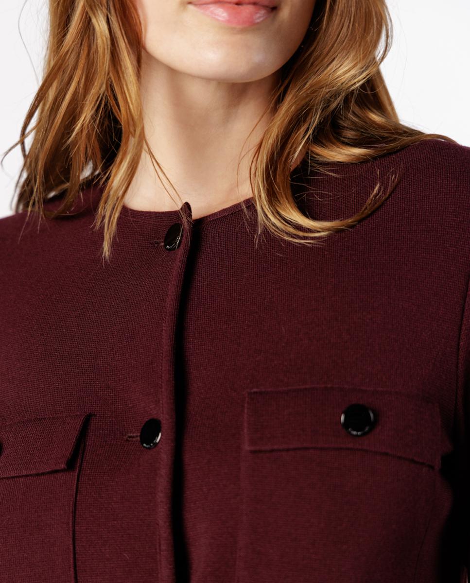 Chaqueta de mujer de punto milano con bolsillos delanteros - Naulover - Granate Granate-4