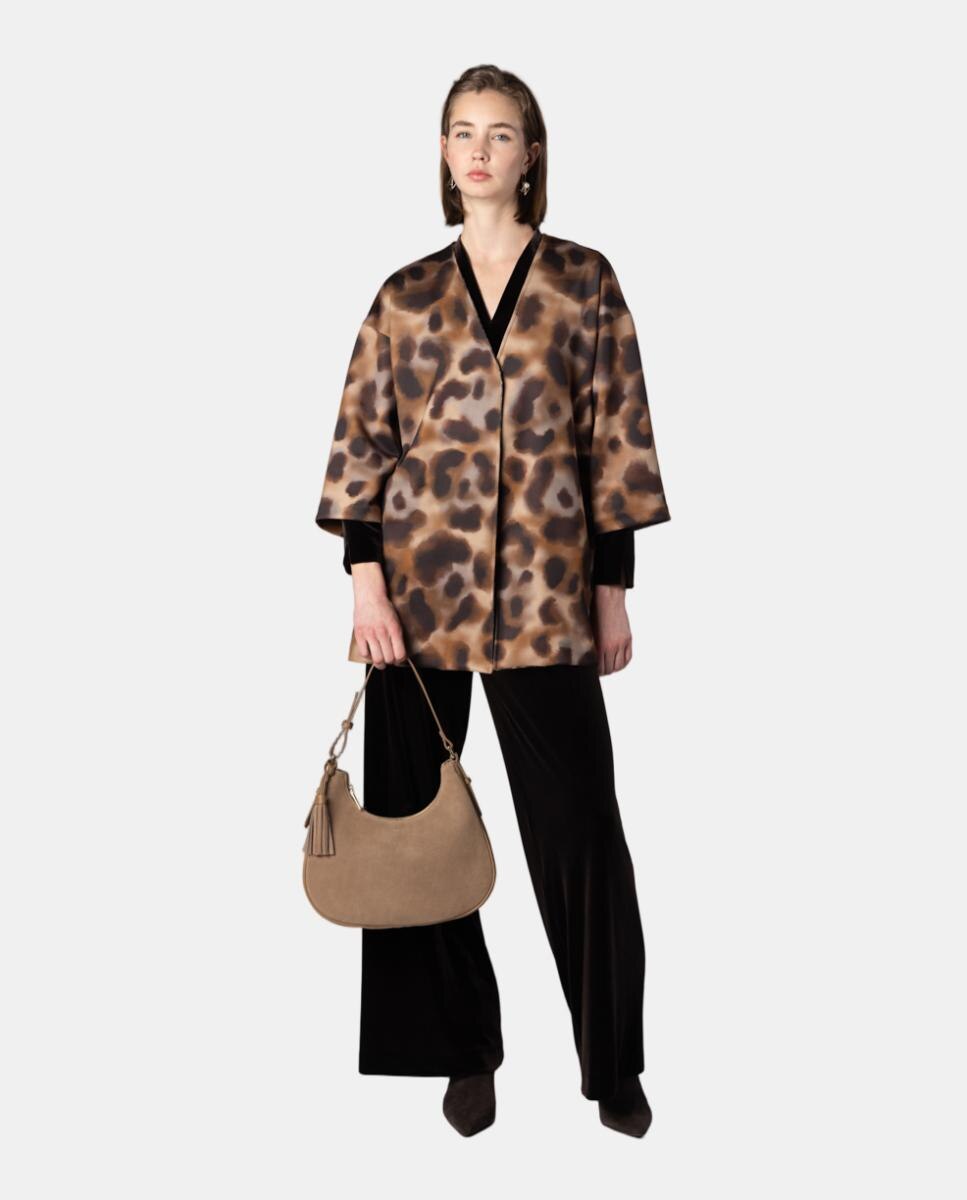 Chaqueta kimono de mujer de neopreno ligero - Naulover - Marrón claro Marrón claro-3