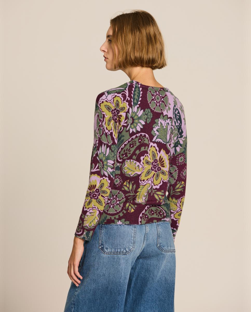Casaco com Estampado Floral Beringela-2