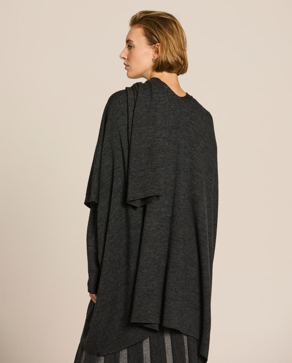 Capa Merino Assimétrica Cinzento-escuro-2