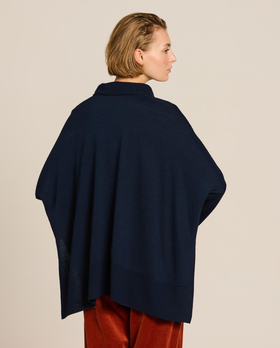 Camisola de Malha Folgada de Várias Espessuras Azul-marinho-2
