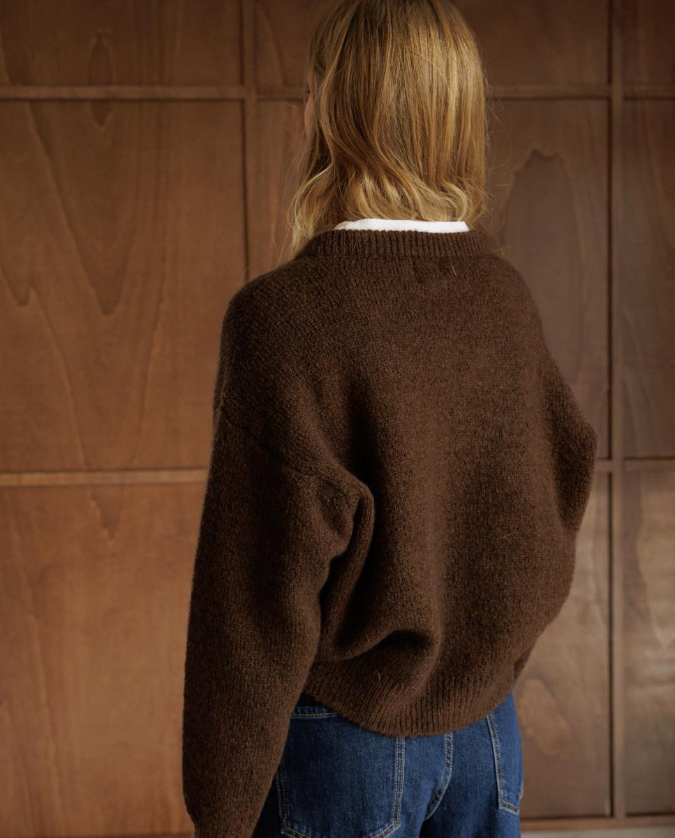 Imagen 2 de Chaqueta de mujer mohair tipo bomber - Indi & Cold - Marrón oscuro Marrón oscuro