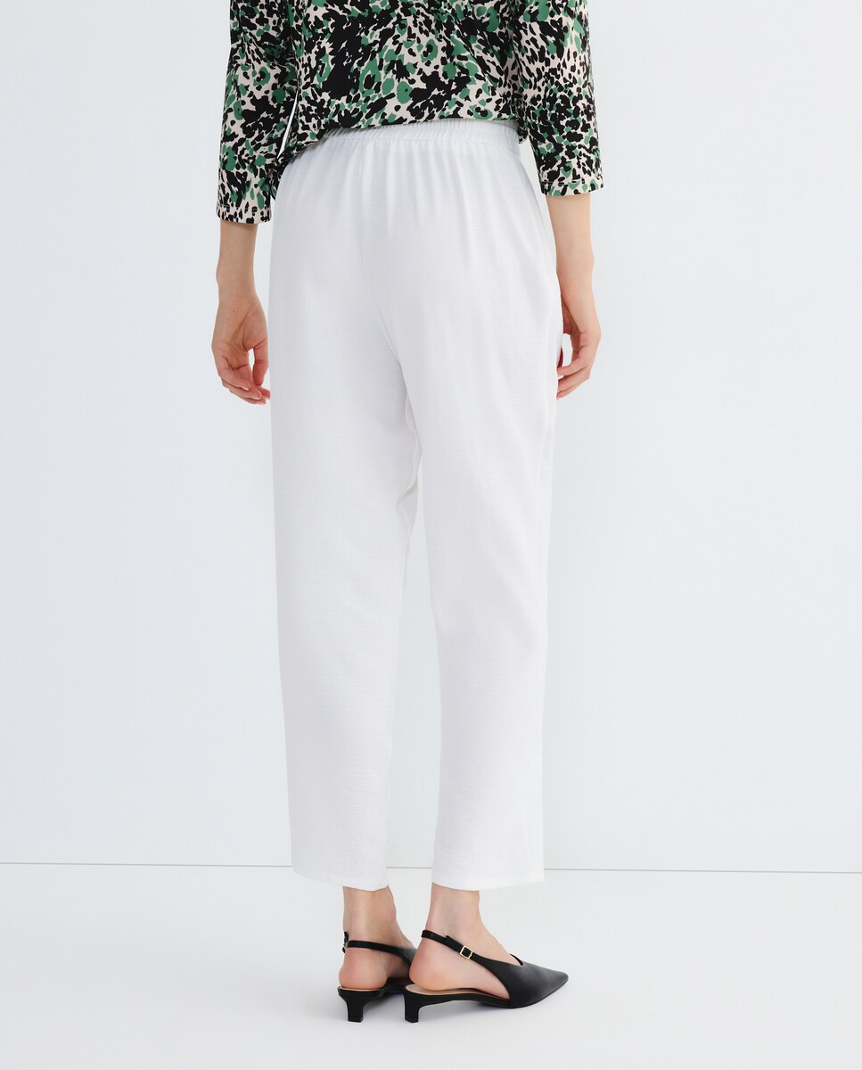 Calças lisas com elásticos Natural-3