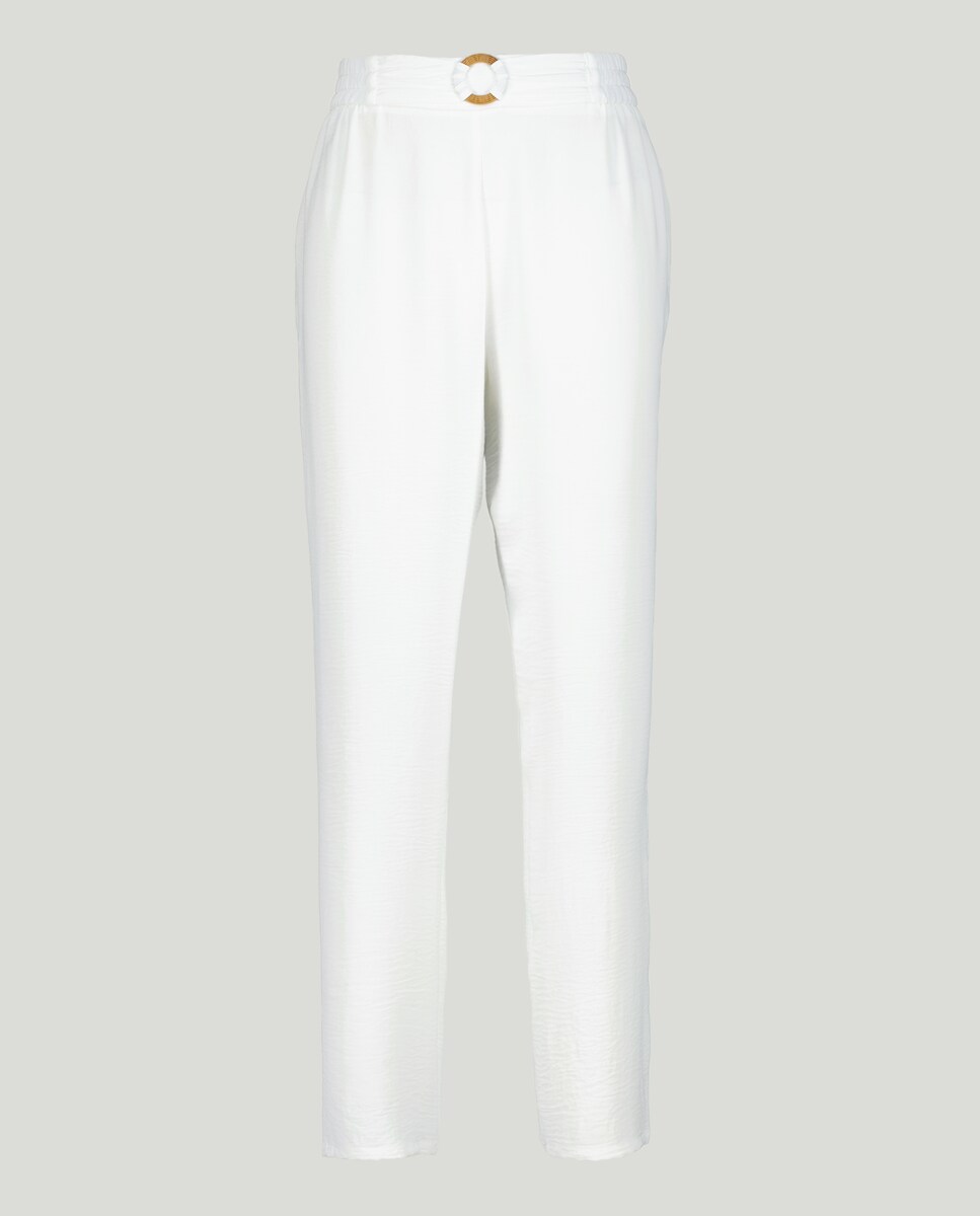 Calças lisas com elásticos Natural-4