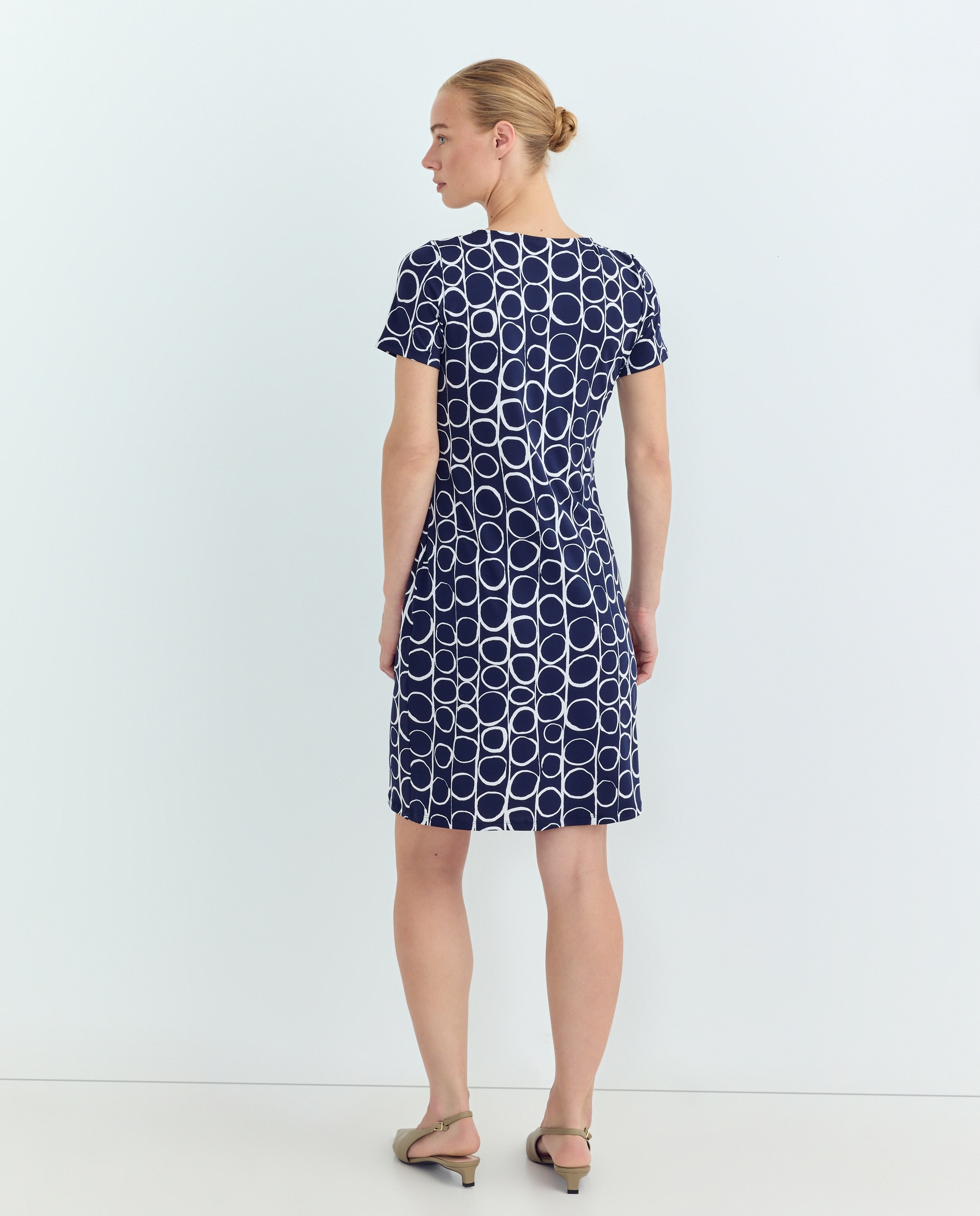 Vestido estampado com manga curta Azul-marinho-3