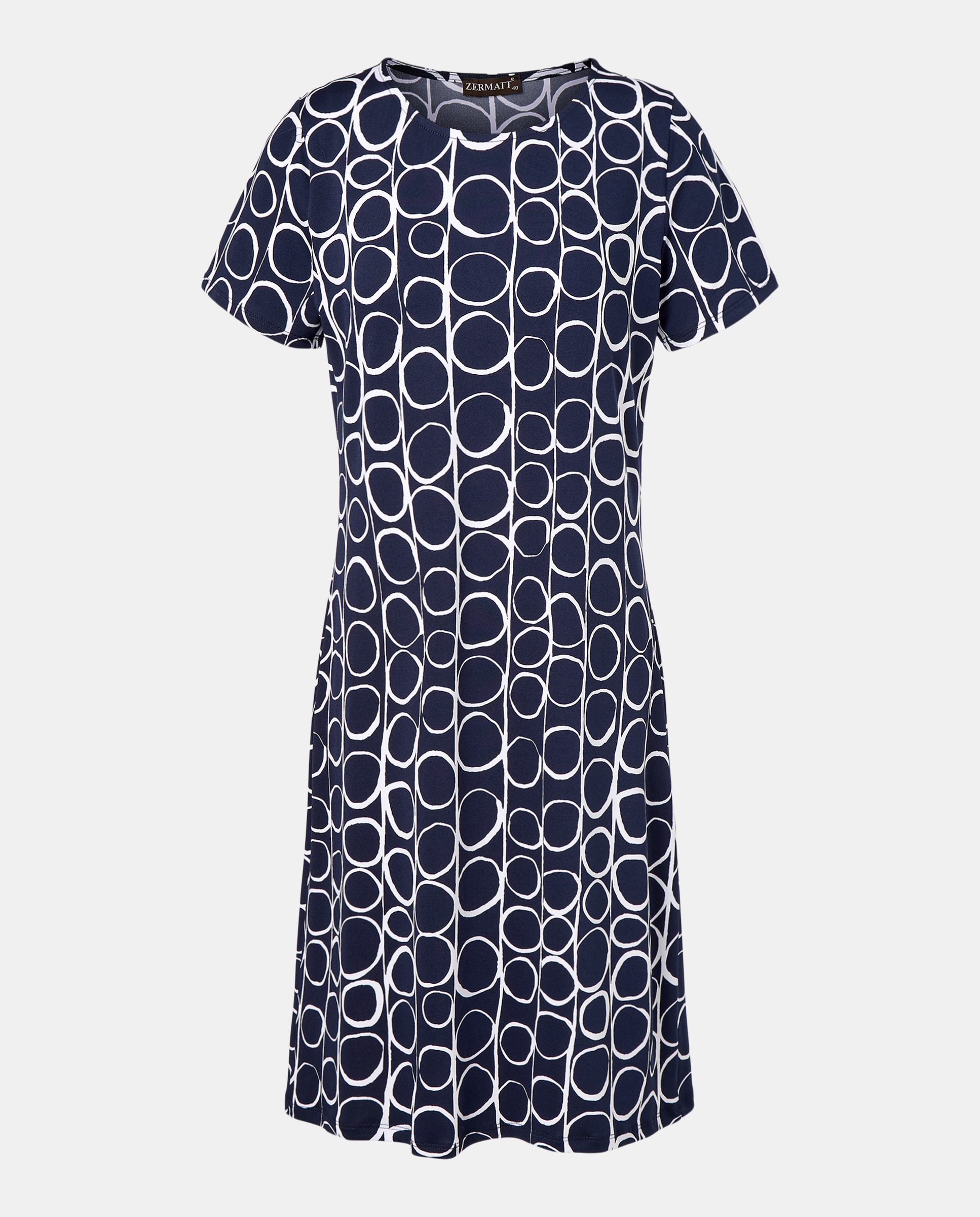 Vestido estampado com manga curta Azul-marinho-4