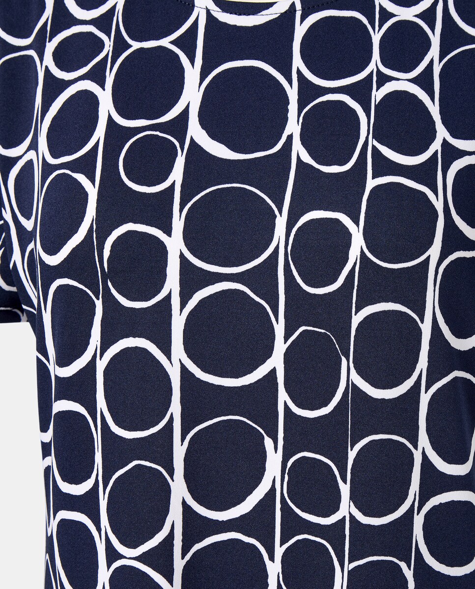 Vestido estampado com manga curta Azul-marinho-5