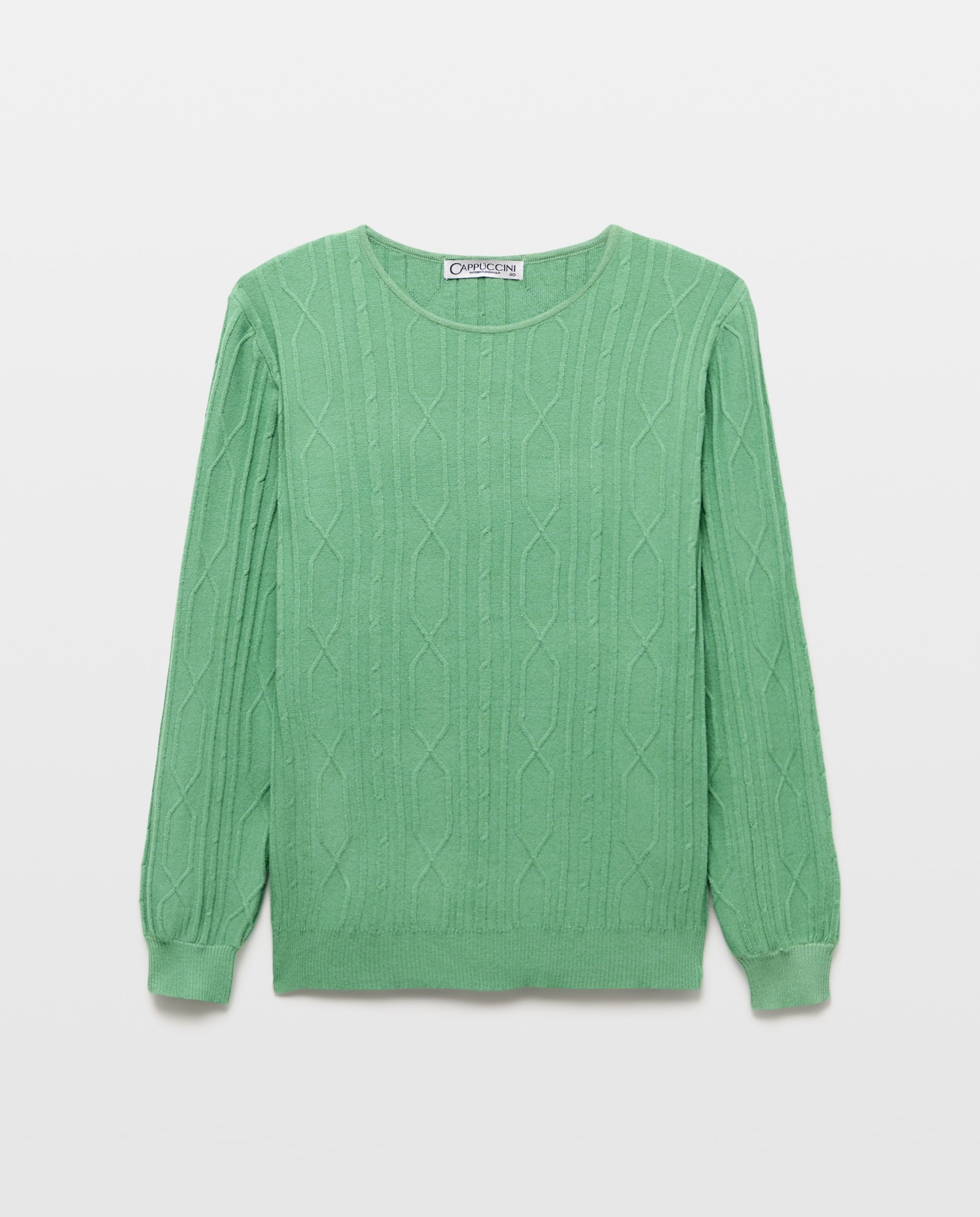 Camisola de malha lisa com manga comprida Verde-4