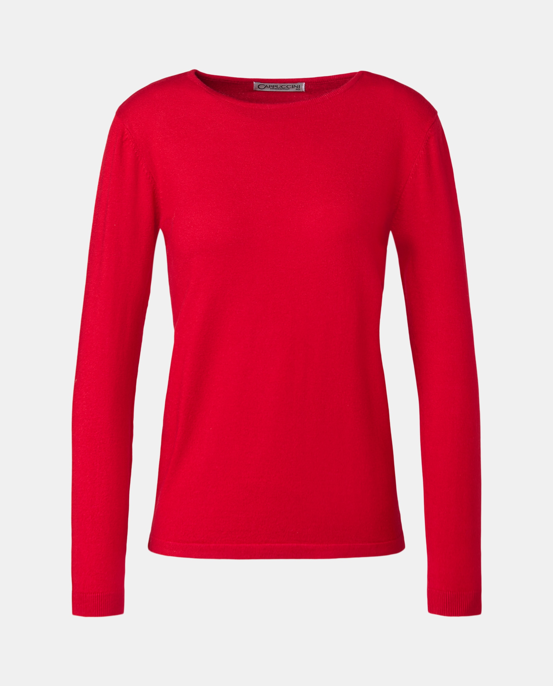 Camisola de malha lisa com manga comprida Vermelho-4