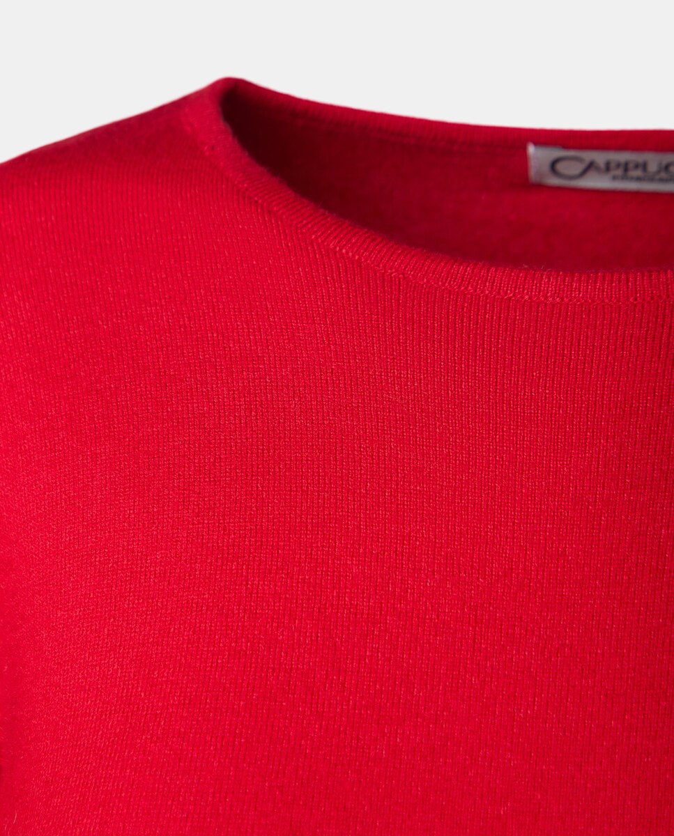 Camisola de malha lisa com manga comprida Vermelho-5