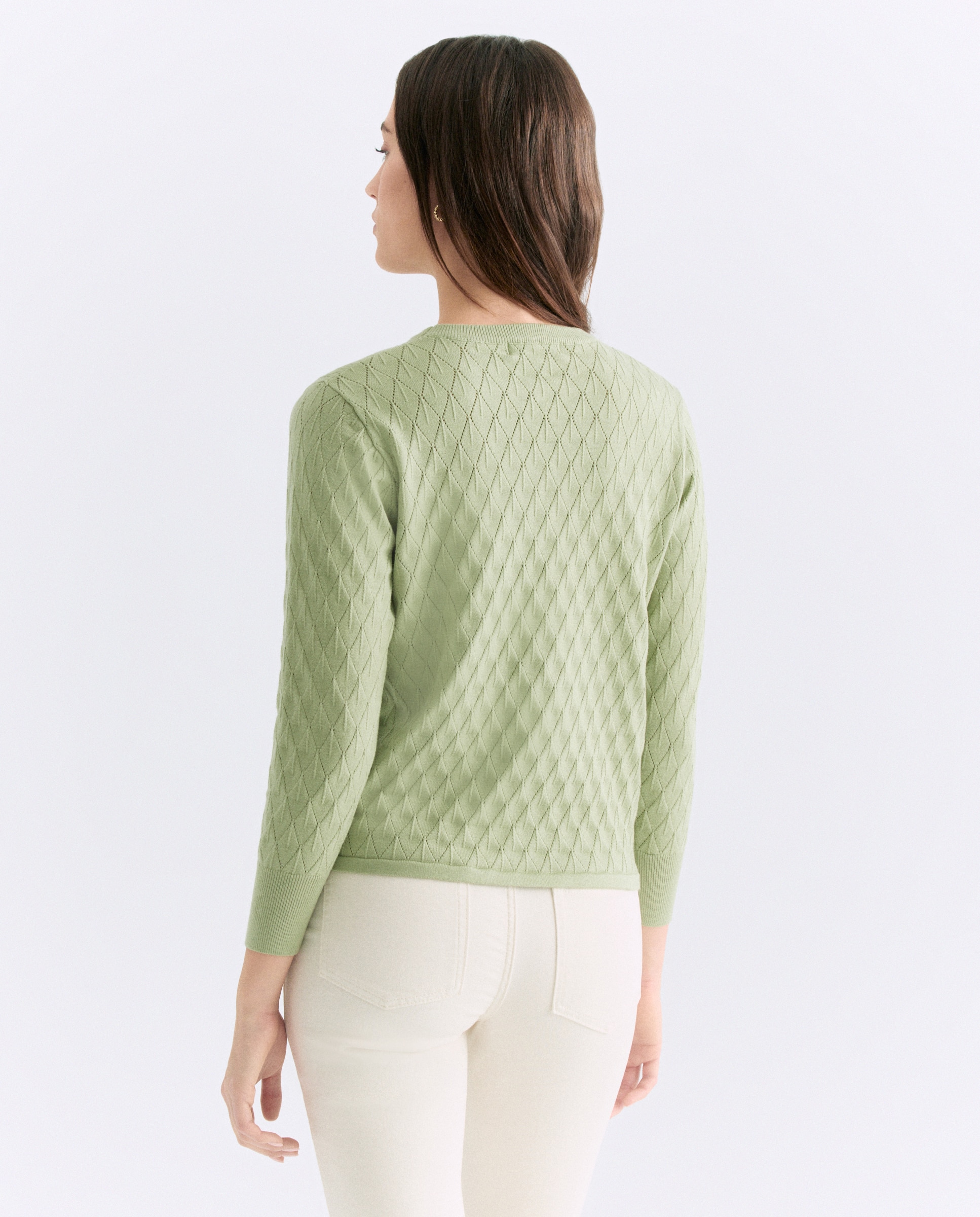 Camisola de malha lisa com manga comprida Verde-3