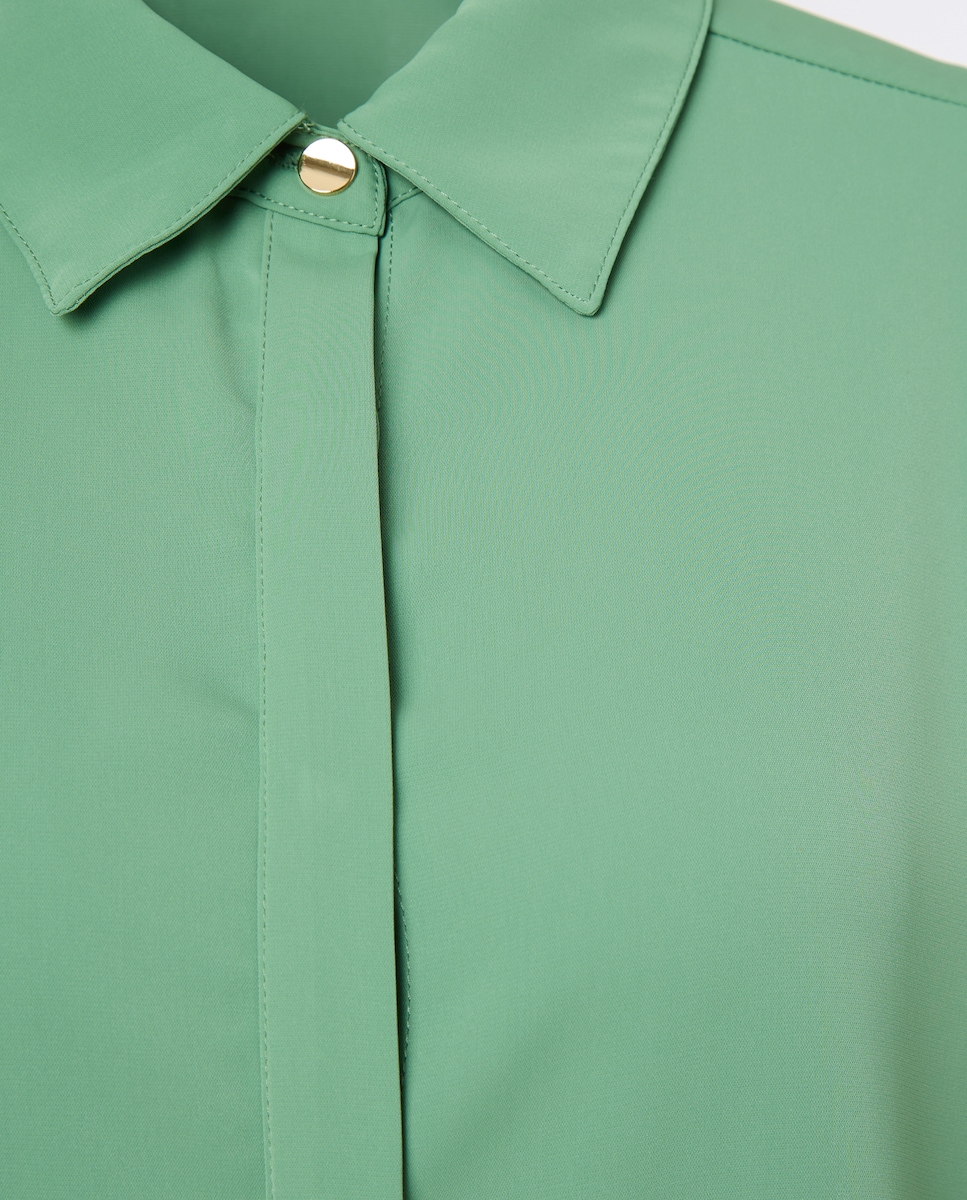 Camisa lisa com manga comprida Verde-5