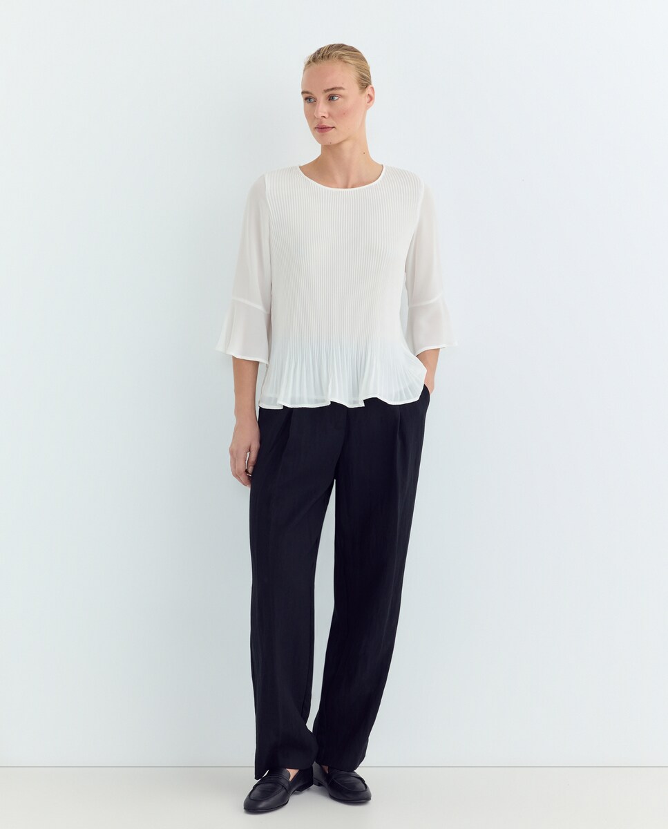 Blusa lisa com manga 3/4 Natural-2