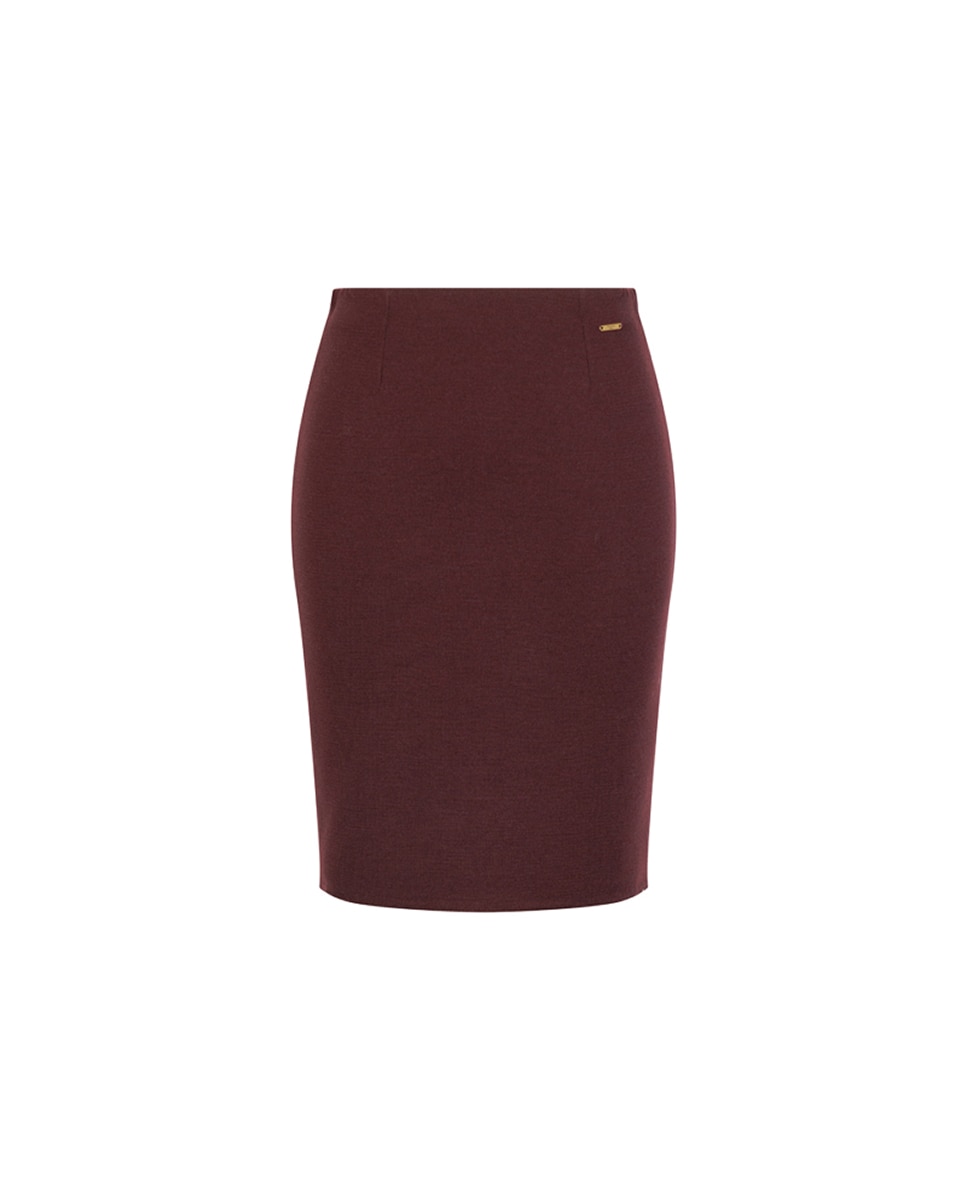 Saia-Lápis de Malha Milano com Cós Elástico Grená-5