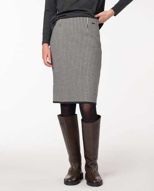 Imagen 0 de Falda de punto jacquard con diseño de cuadro vichy